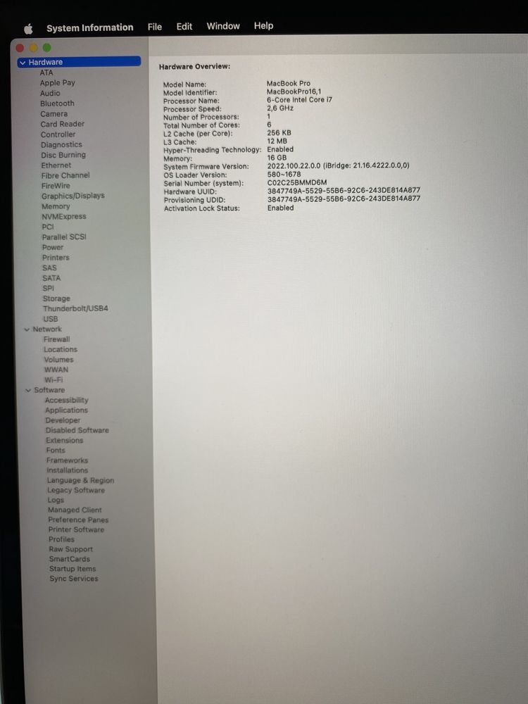 Apple MacBook Pro 16 ‘’ 2019 Space i7 / 16 GB / 512 SSD / Pro 5300m