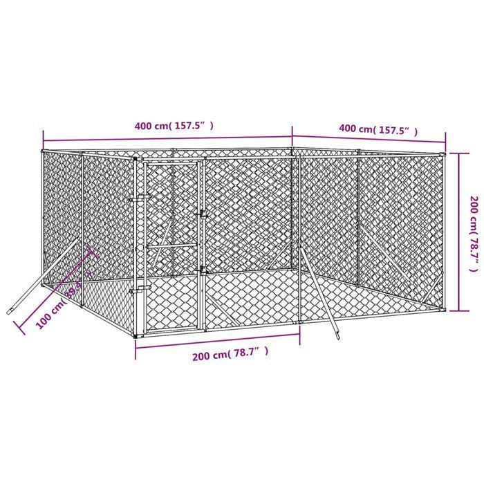 Vidaxl Kojec Zewnętrzny Dla Psa, Srebrny, 4X4X2 M, Stal Galwanizowana