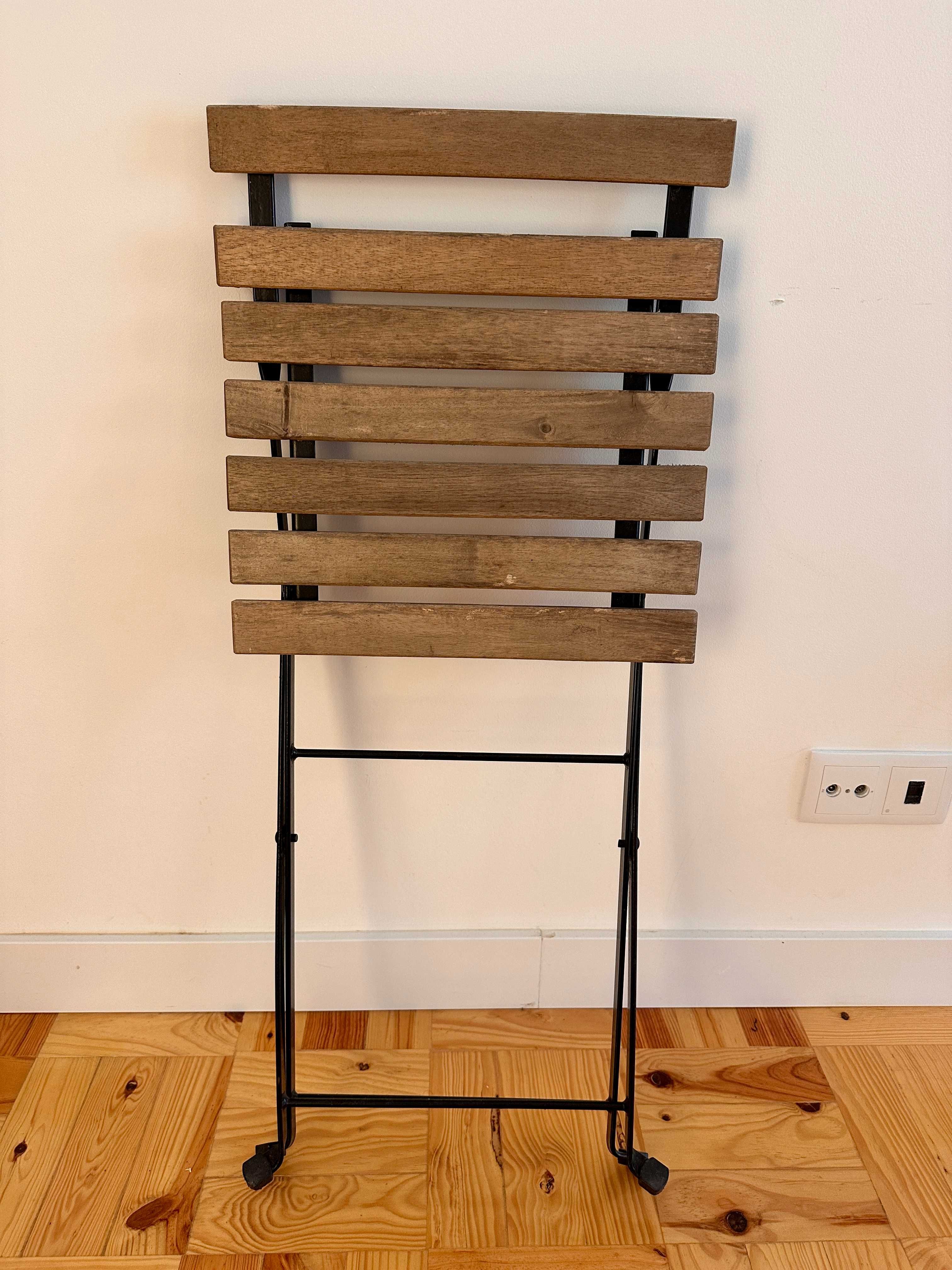 Chair, outdoor, foldable black/light brown stained