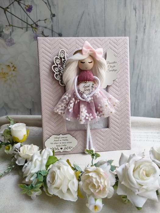 Pamiątka Chrztu Świętego Anioł Stróż w ramce