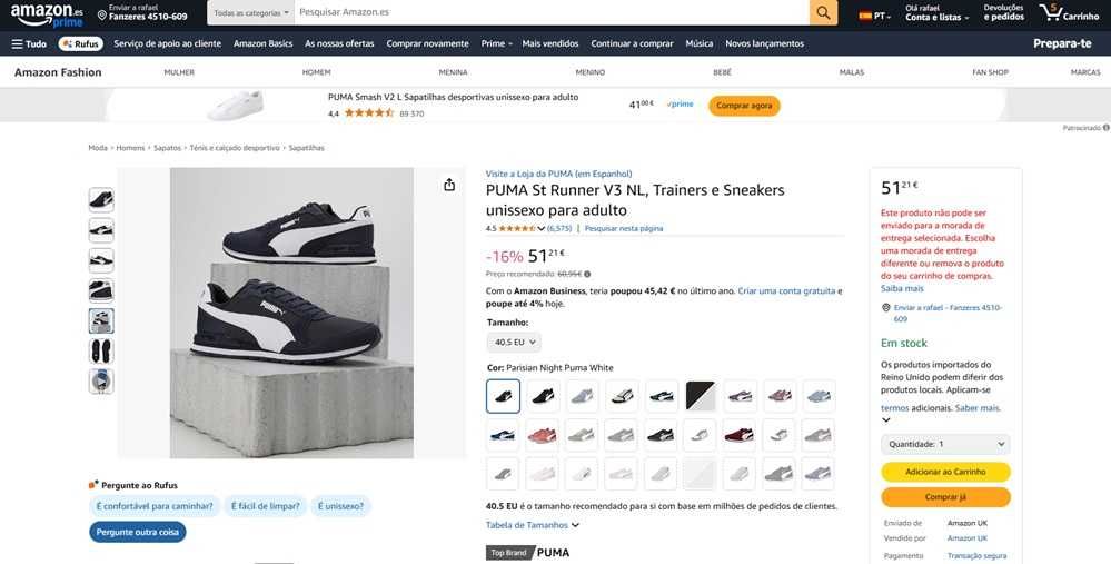 PUMA St Runner V3 sapatilhas Tam:38,5 (1632)