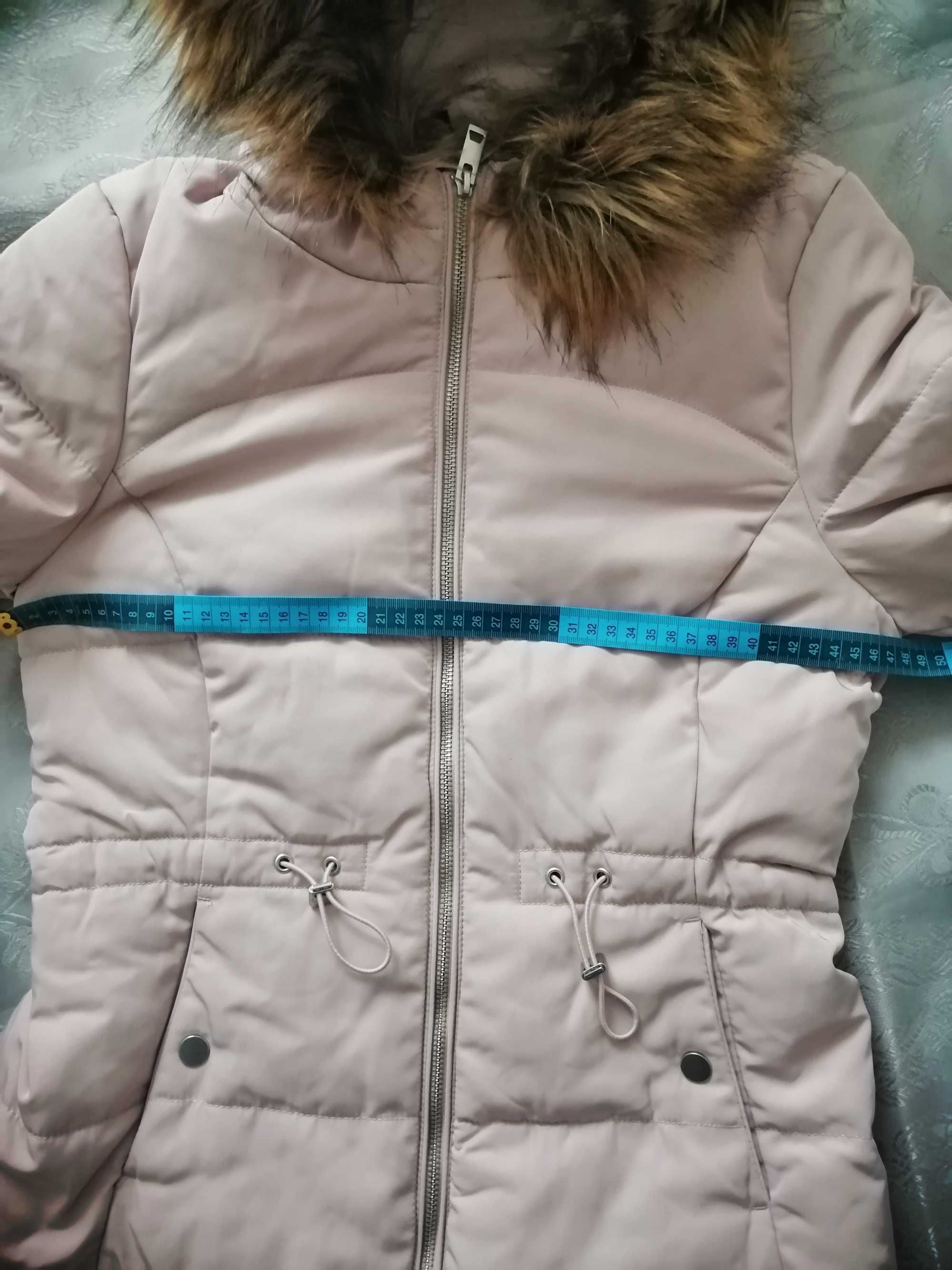 NOWA Kurtka H&M 34 XS 36 S pudrowy róż damska zimowa