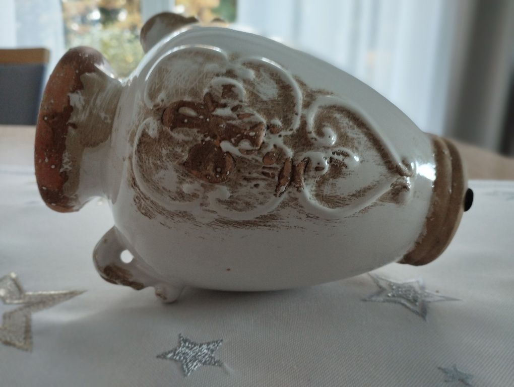 Rustykalny biały ceramiczny wazon francuski wiejski styl vintage