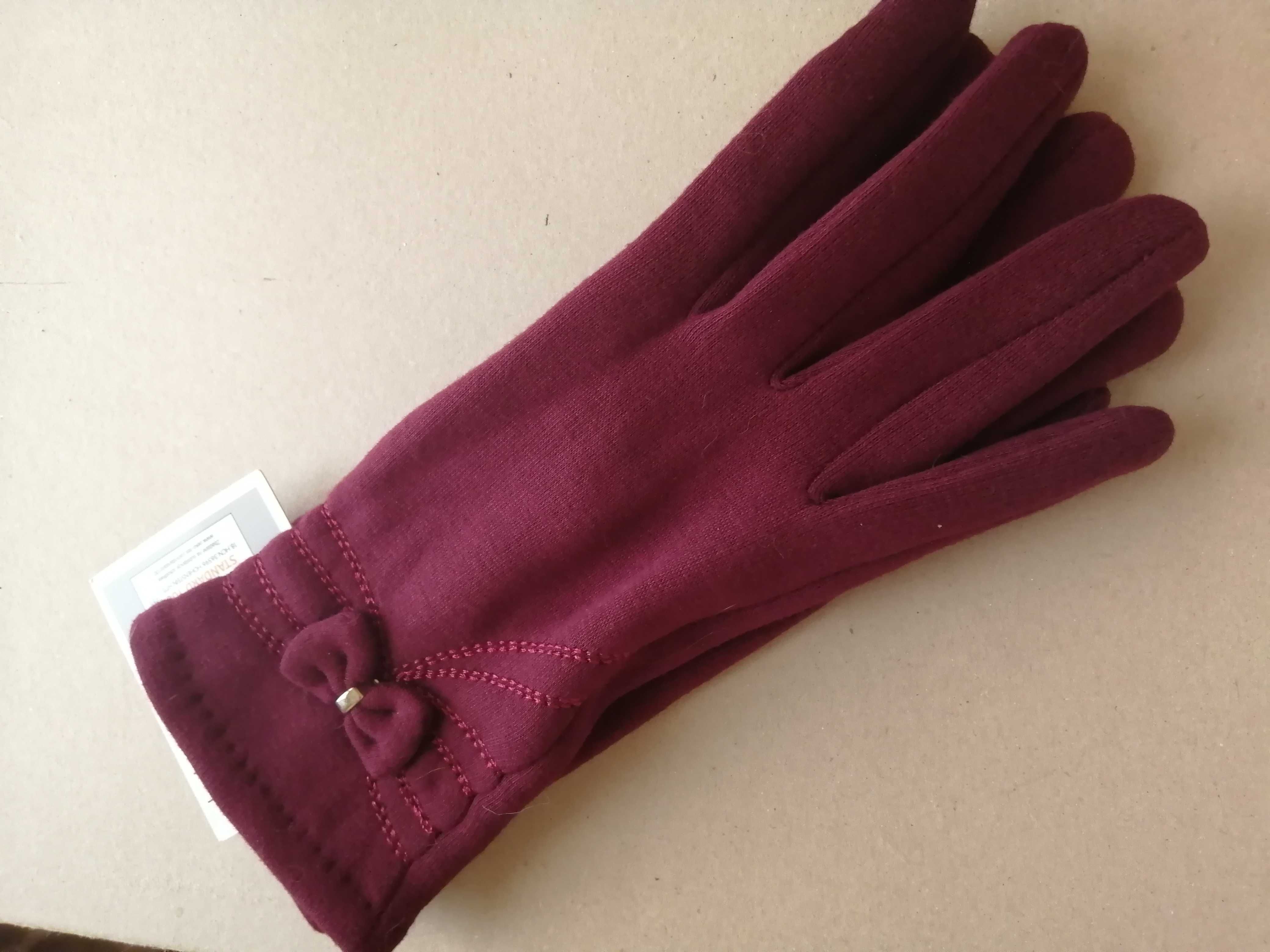 Rękawiczki Damskie zimowe bordowe rpzmia 7