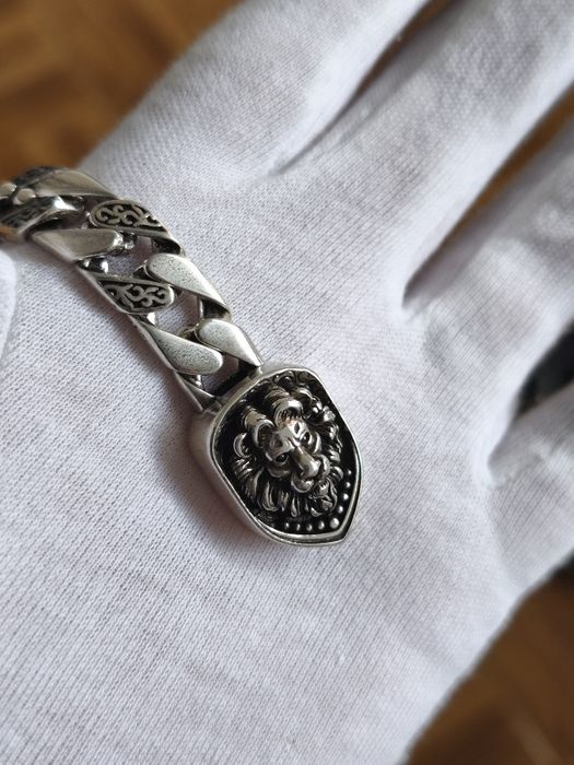Pulseira em aço inoxidável de alta qualidade Lions Head 21 cm