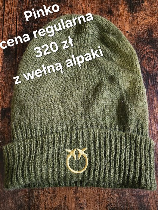 Zielona czapka Pinko wełna alpaka