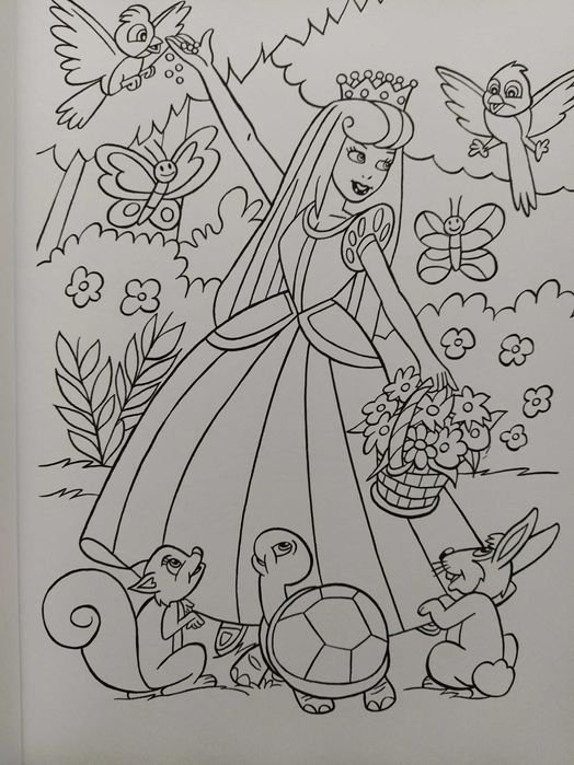 Bloco c/ 16 posters tam.A3 p/ colorir + autocolantes Princesas