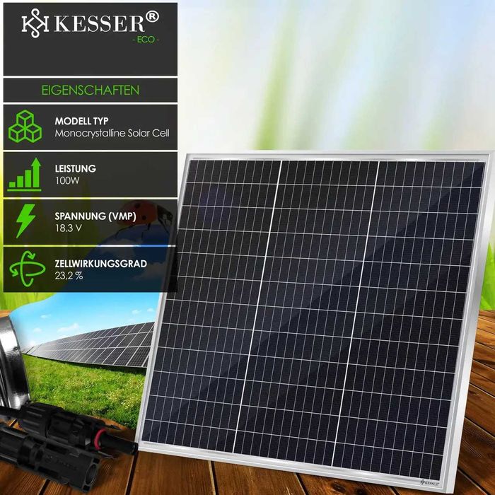 Сонячна панель 100 Вт KESSER IP65 працює при -40°C до +85°C Німеччина