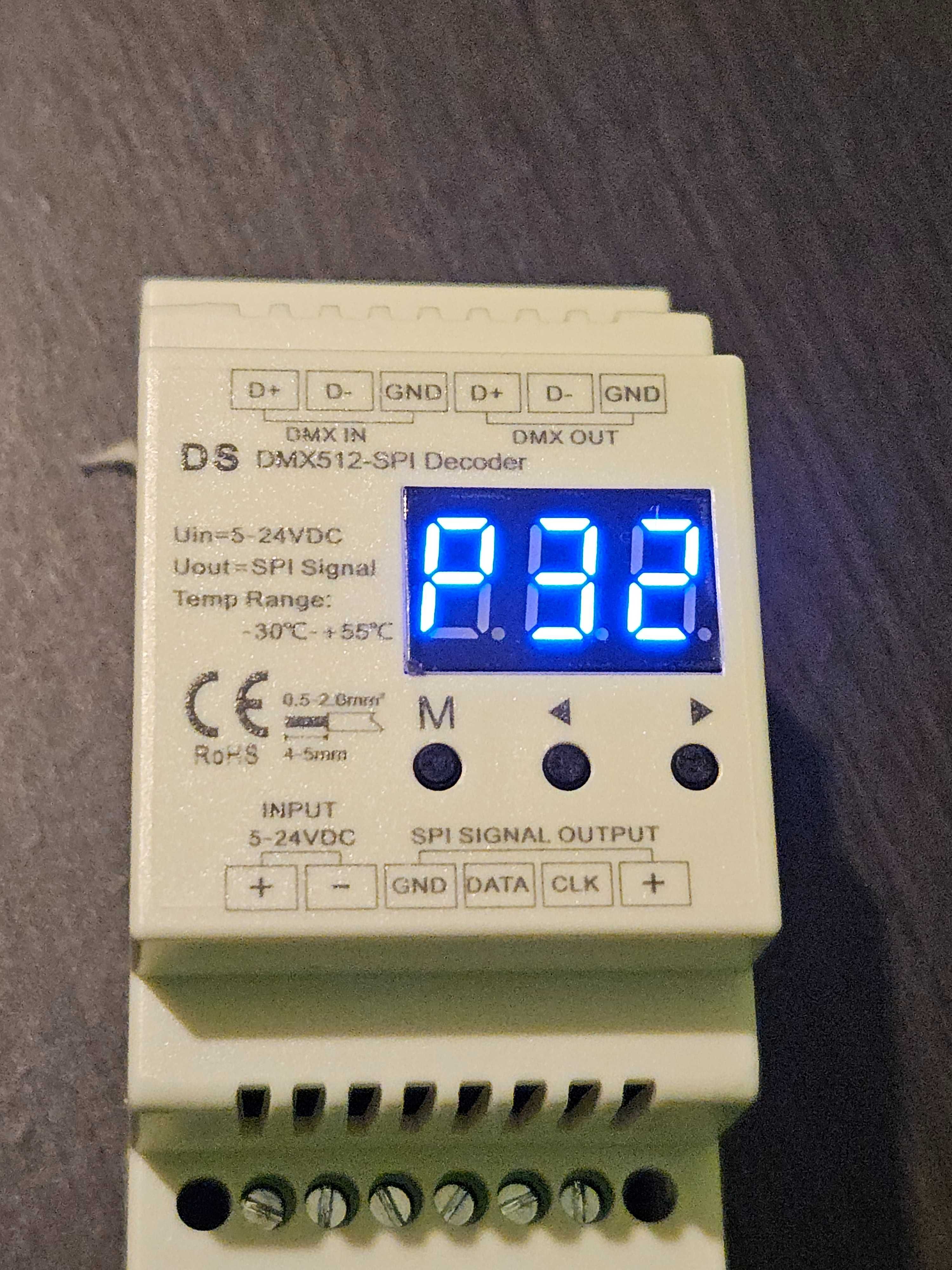 Dekoder SPI DMX512 RGB do taśm cyfrowych LED 5-24V DC na szynę DIN DS
