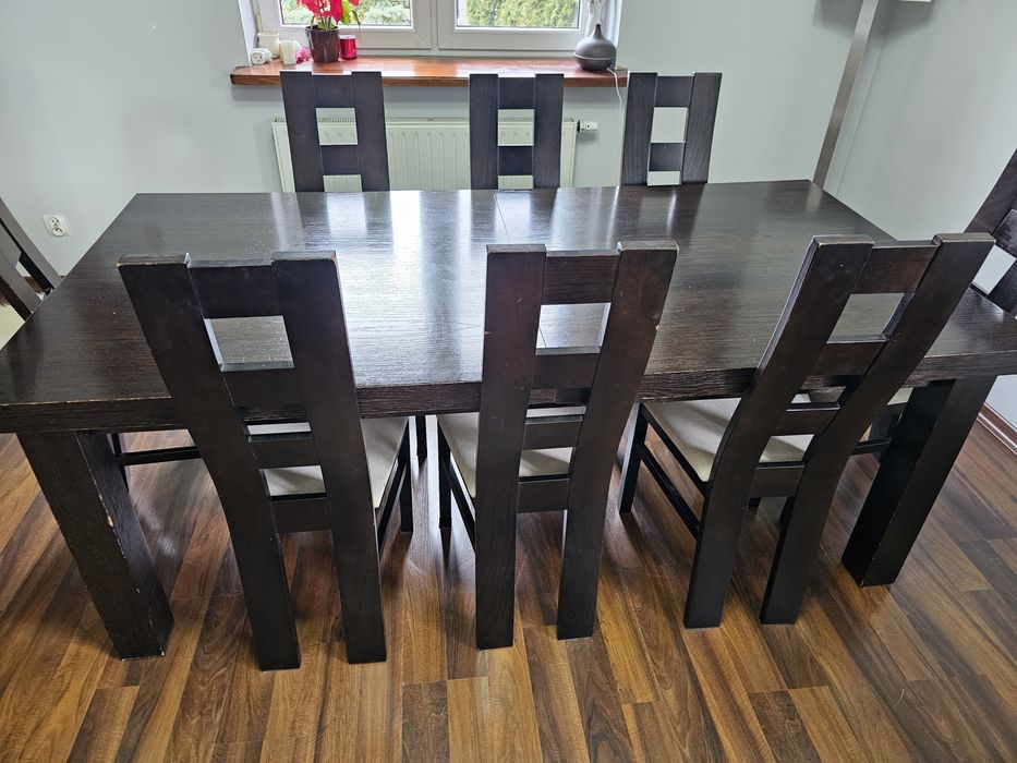 Stół rozkładany z drewna krzesła do jadalni salonu 100x200/250/300