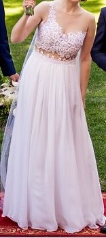 Jedwabna Suknia Ślubna - Koronka