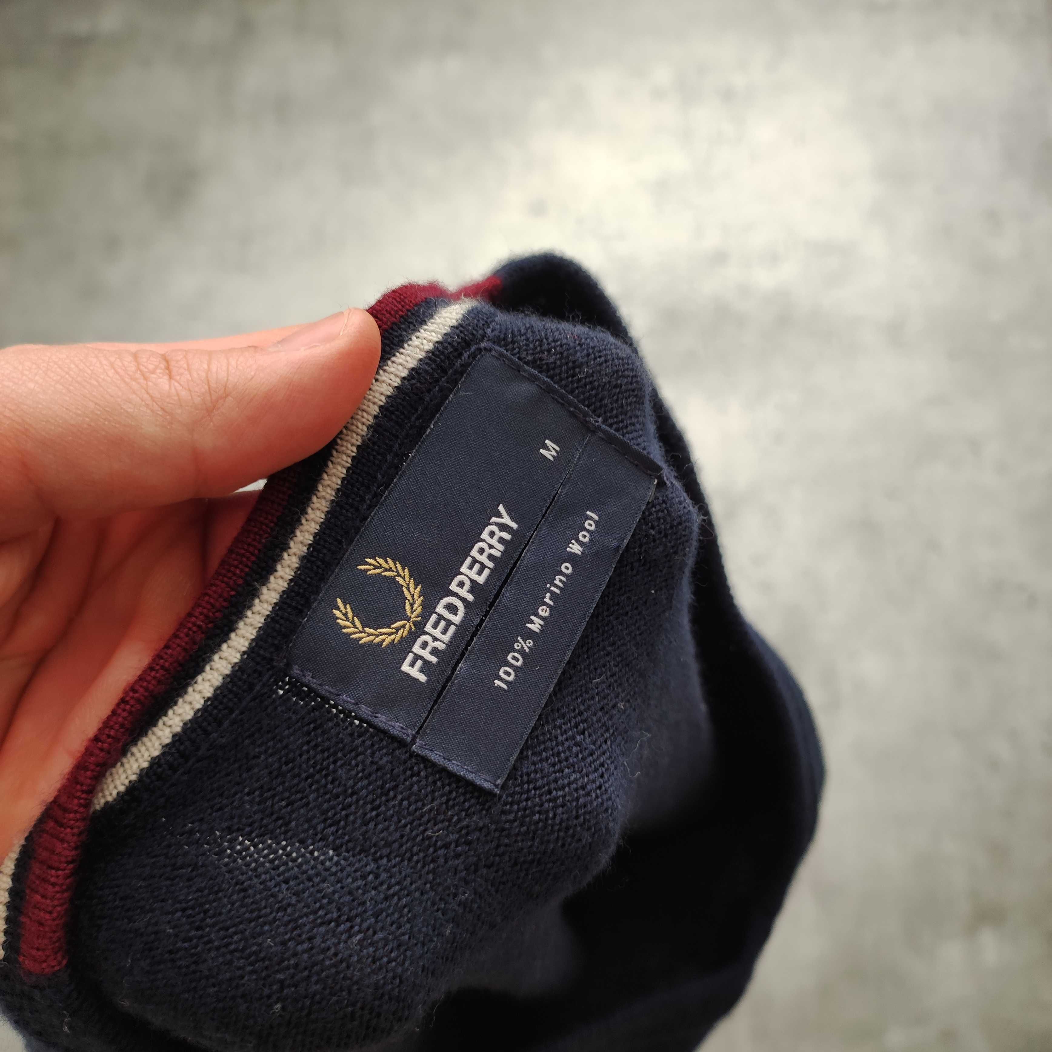 MĘSKI Elegancki PREMIUM Wełniany Sweter Luxury Fred Perry Haft Logo