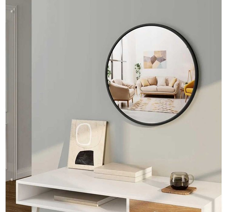 Lustro ścienne Woltu koło 60cm x 60cm Szkło Metalu i płyty MDF NrG195