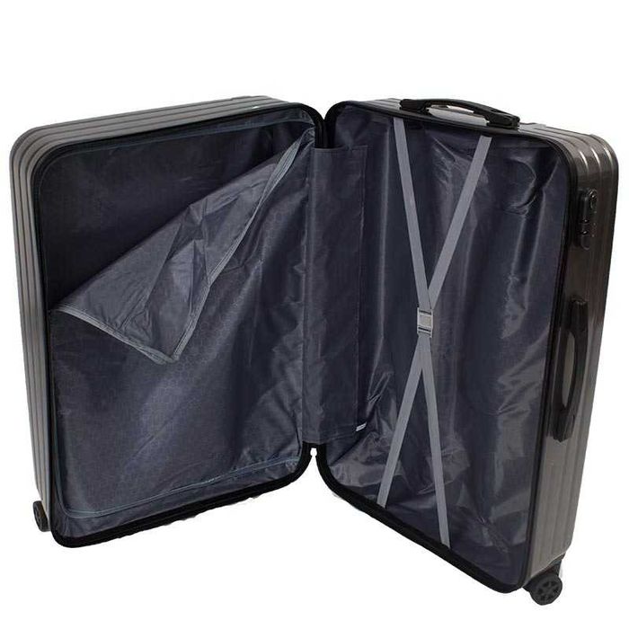 Walizki podróżne twarde na kółkach CIEMNY SZARY KOMPLET 5szt H23087DG