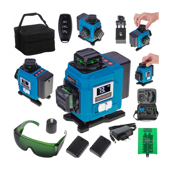 Poziomica laserowa 360 ECO4 Laser krzyżowy 4D OBROTOWE okienka