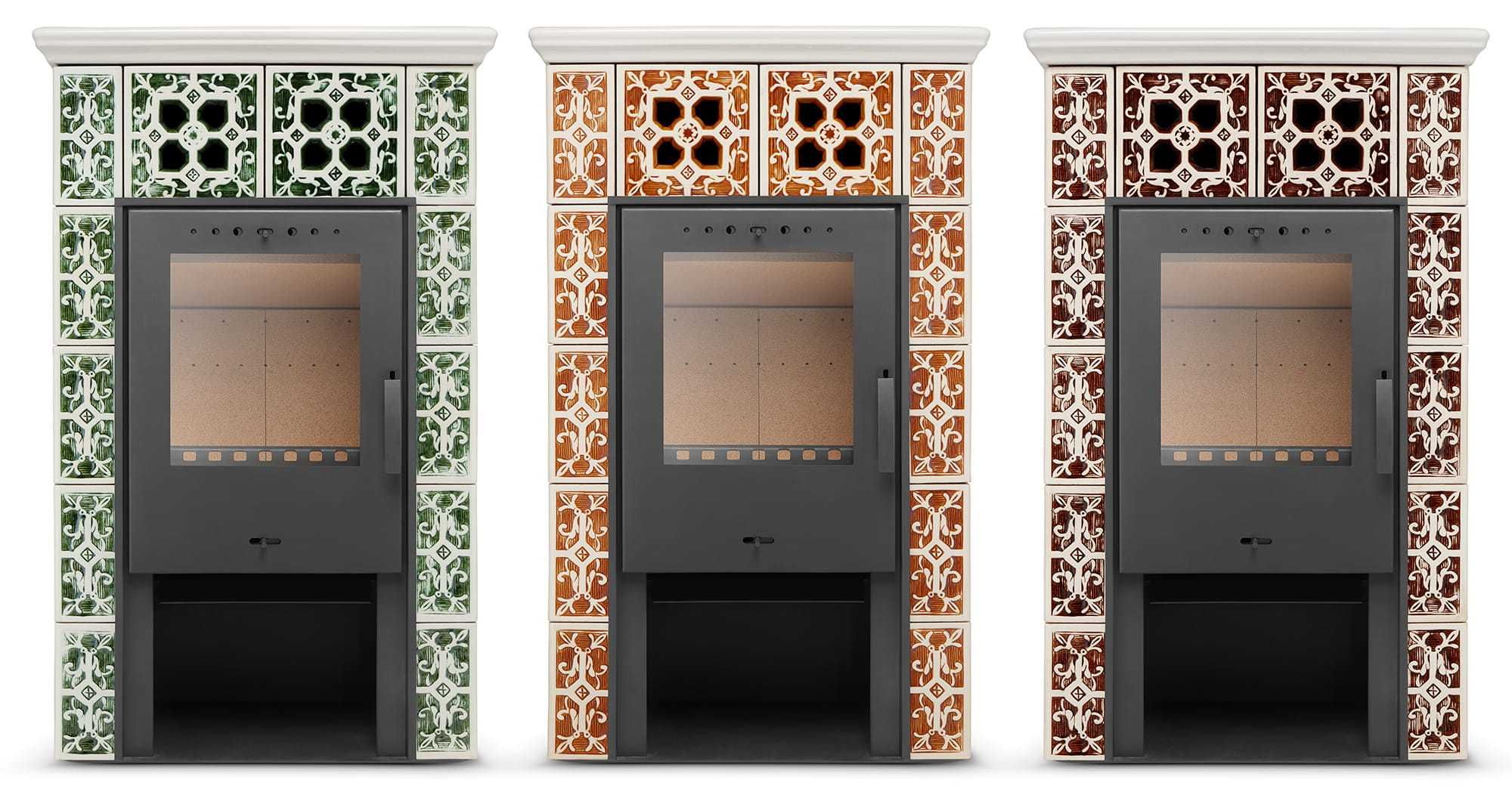 Piec kominek kaflowy wolnostojący koza GRANDE 10 kW kolor miodowy