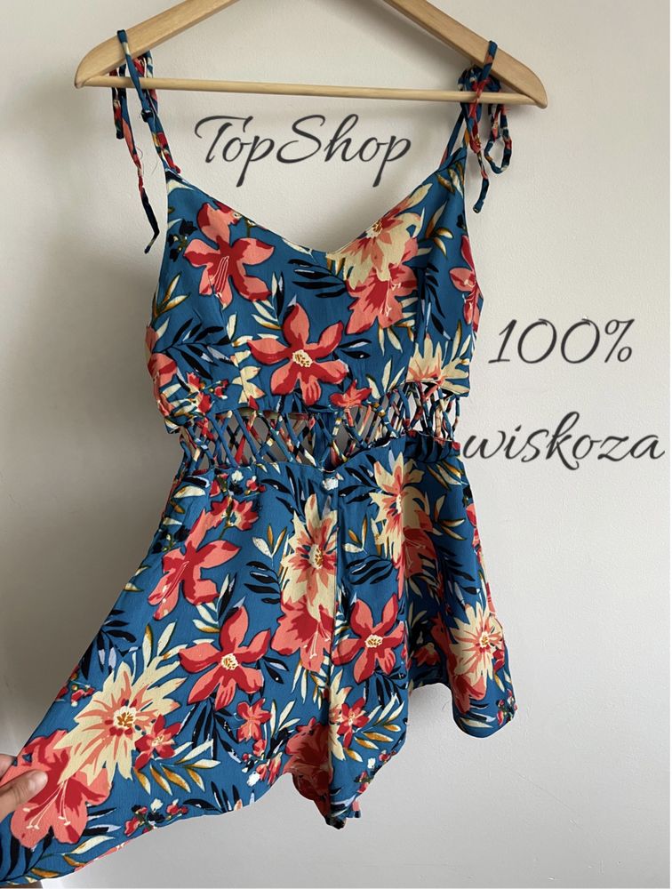 TopShop 38 kombinezon w kwiaty z wycięciami wiskoza