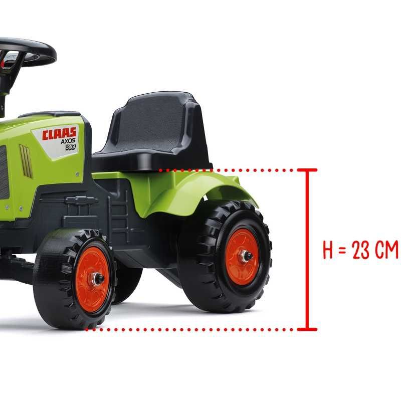 FALK Traktorek Baby Claas Axos 310 Zielony z Przyczepką