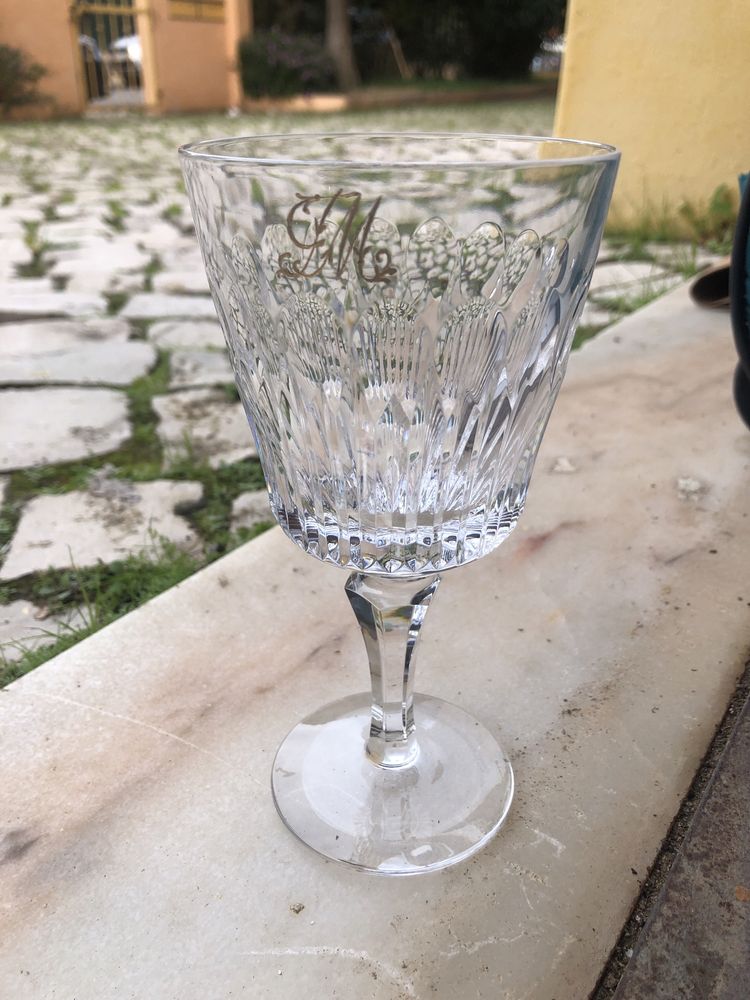 Conjunto de copo cristal com gravacao de monograma