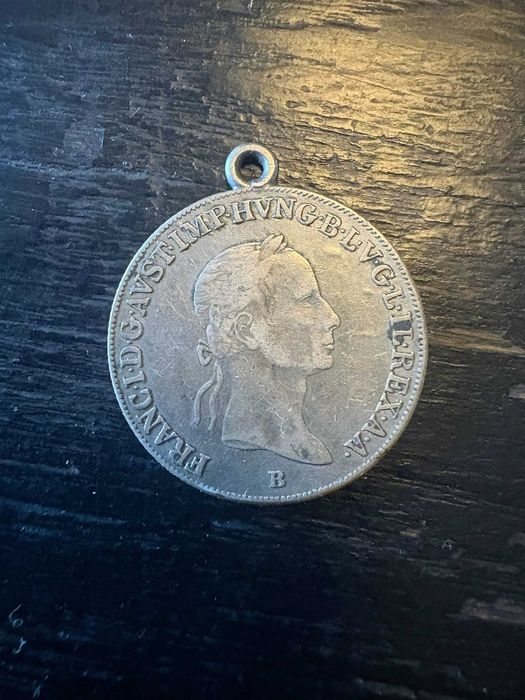 Srebrna moneta o nominale 20 krajcarów z 1835 roku