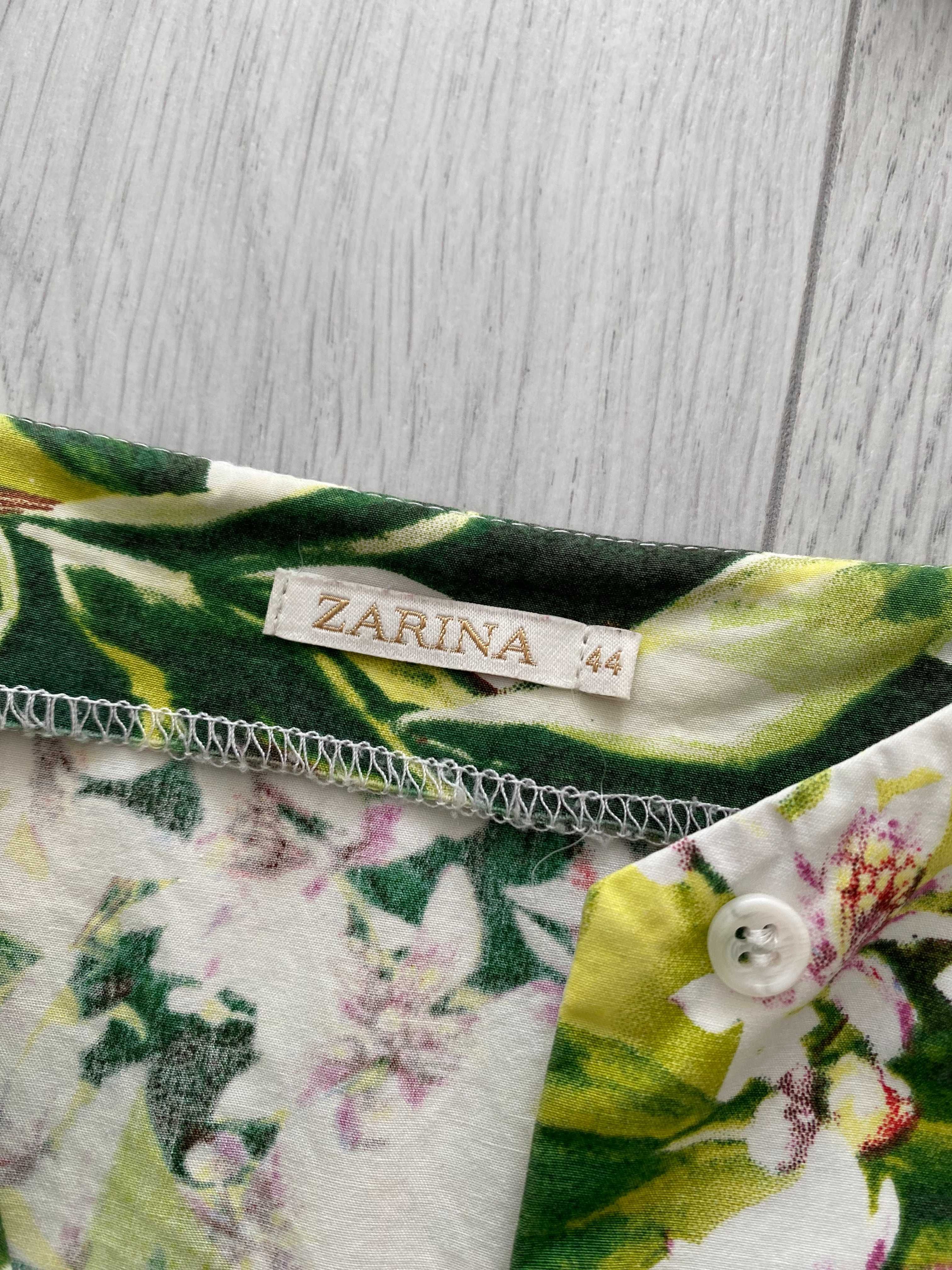 Зеленое летнее платье Zarina на пуговицах с карманами с платочком