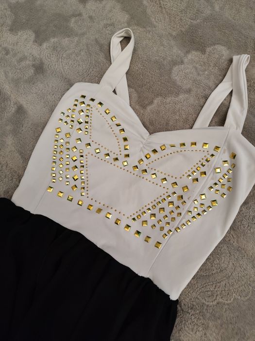 Sukienka midi XS, czarna beżowa