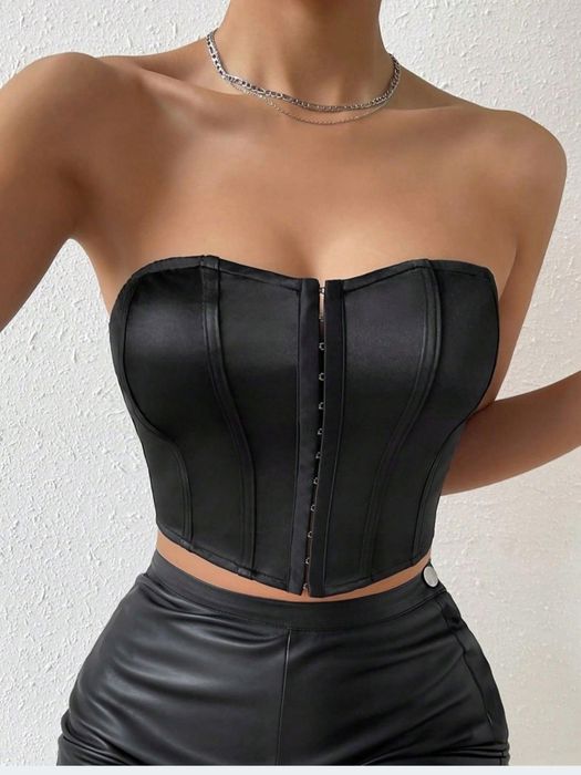 Top gorsetowy, tuba  czarny