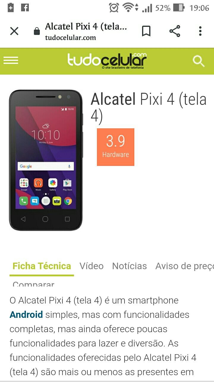 Alcatel  Pixi 4 como novo