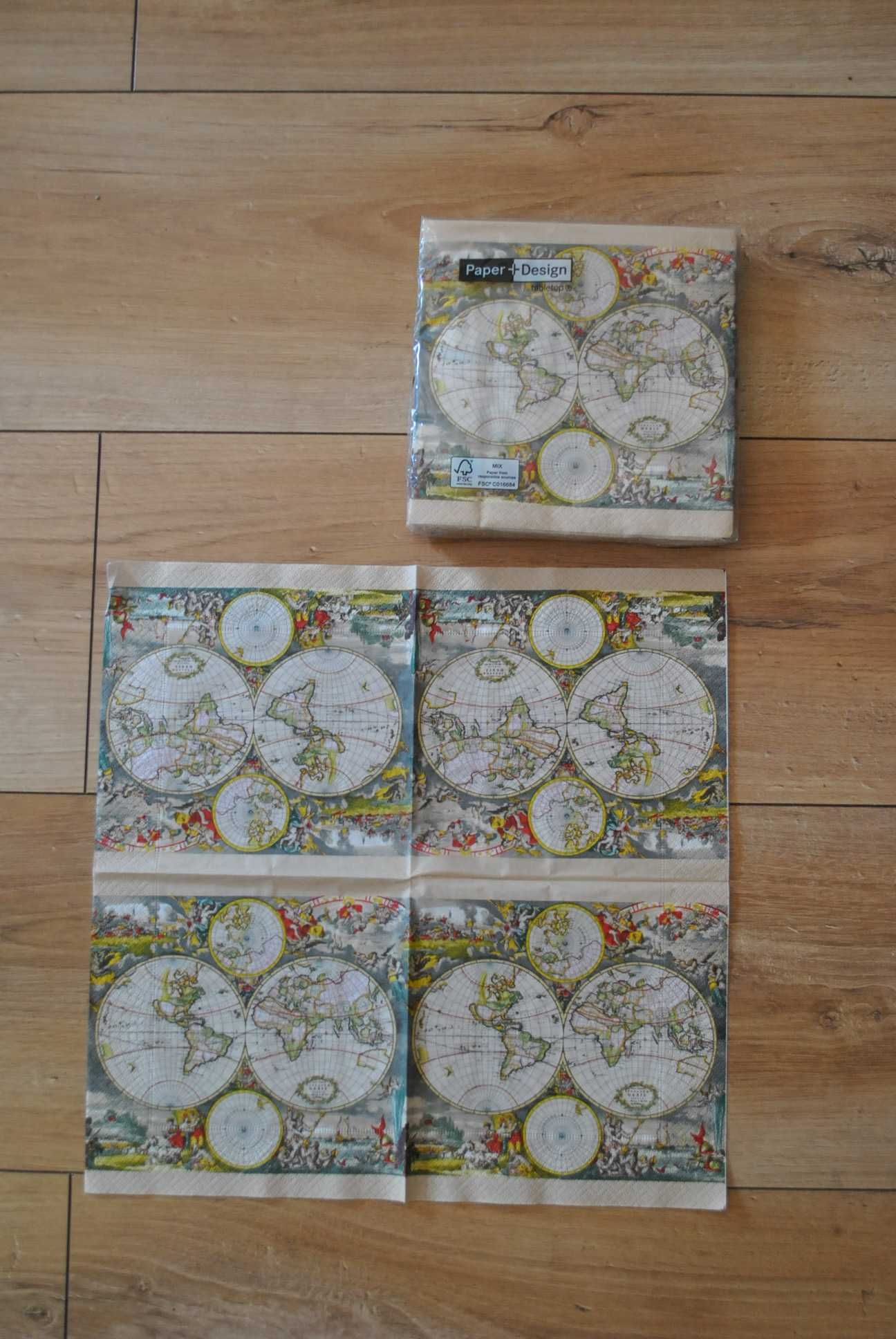 Serwetki do decoupage globus mapa stempel motyl podróże - 2 szt.