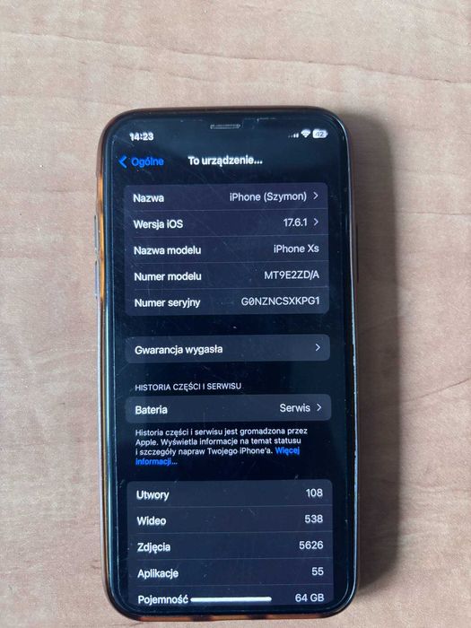 iPhone XS 64GB Szary działające FaceID, nie działa Lightning