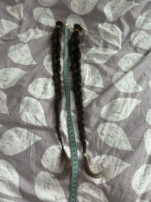 Wlosy naturalne dziewicze krecone ciemny braz dwa warkocze 50 cm