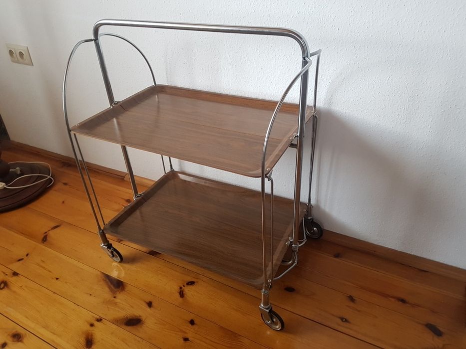 Składany barek stolik na kółkach Desing PRL
