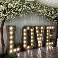 Wynajem podświetlany napis LOVE na wesele, 120cm