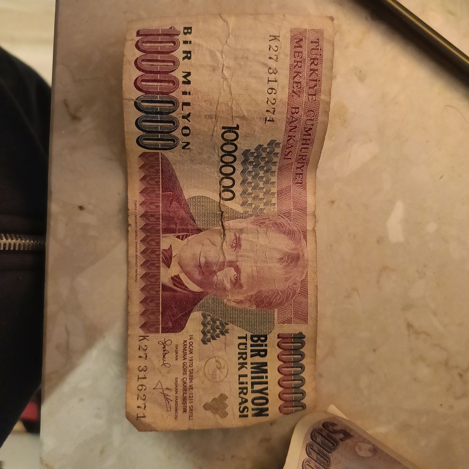 Liry tureckie, trzy banknoty z 1970