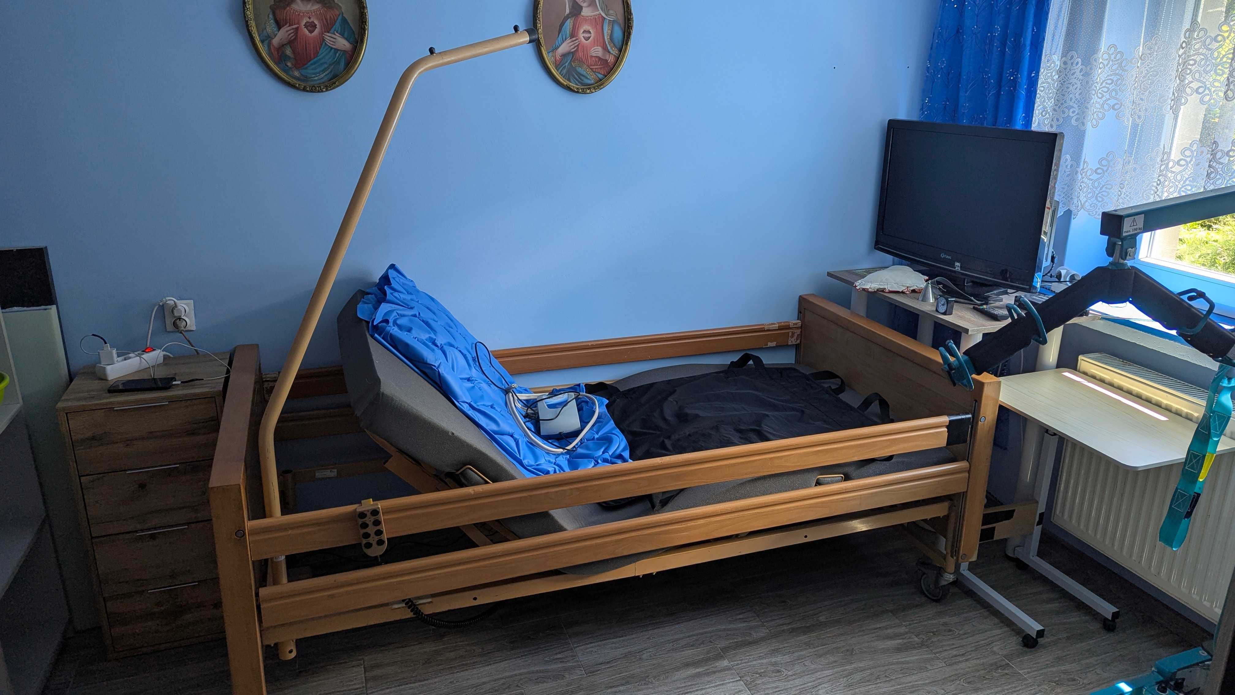 Elektryczne Łóżko Rehabilitacyjne + Materac Przeciwodleżynowy i Ślizg