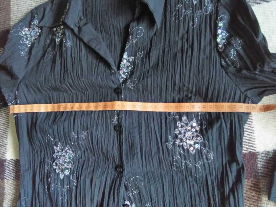 Рубашка черная вышивка и паетки, блуза с рисунком