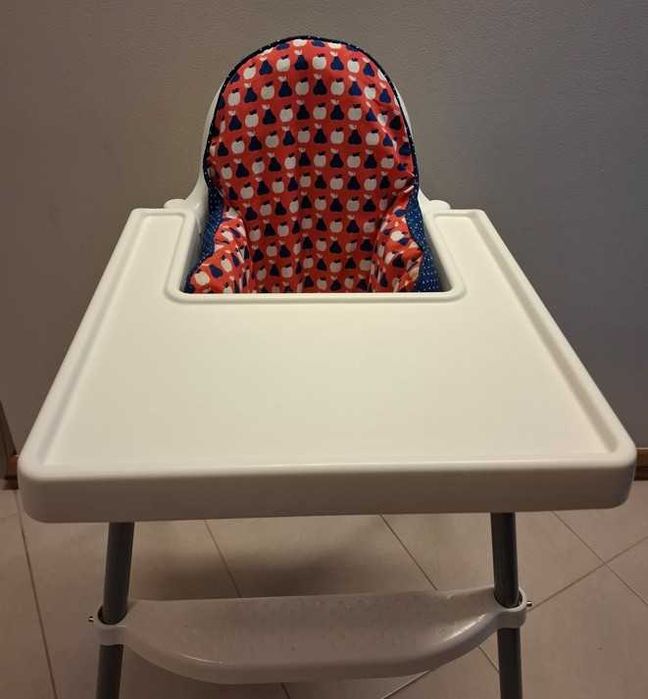 Krzesełko ANTILOP Ikea + podnóżek, tacka, poduszka na oparcie