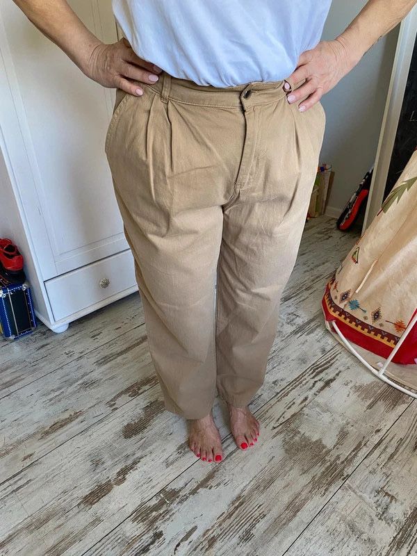 MNG mango spodnie chinos baggy wysoki stan kamel