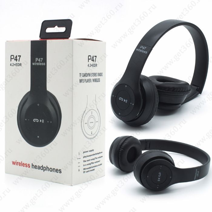 Słuchawki bezprzewodowe nauszne P47 Bluetooth MP3 z microSD