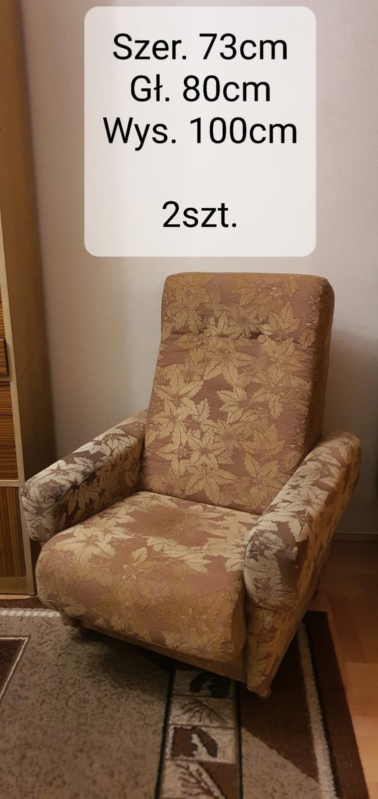 Fotele wzór kwiatowy 2szt.