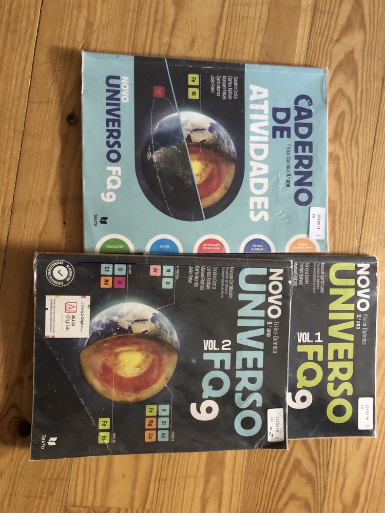Manual de FQ 9.ºano NOVO UNIVERSO FQ9 c/ 2 vol e caderno de atividades