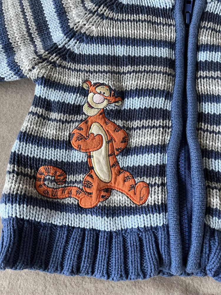 Kurtka gruby sweter z polarem George 74 80 Tygrysek