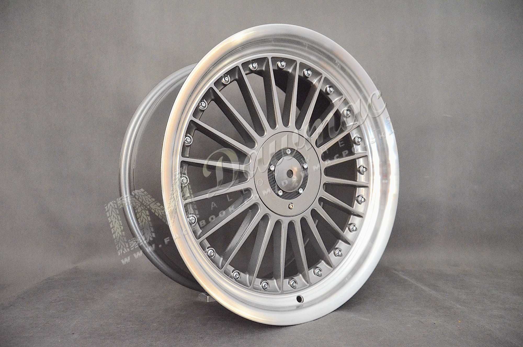 Felgi DMC03 17" 8J ET20 4x100/5x100 Grey Machine Lip + Chrome Rivet