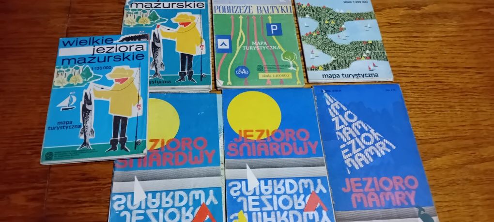 Zestaw starych  map samochod , gospod ,  camping , jezior Polski