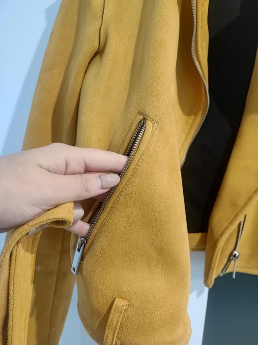 Kurtka wiosenna jesienna damska zamszowa musztardowa M 38 Primark