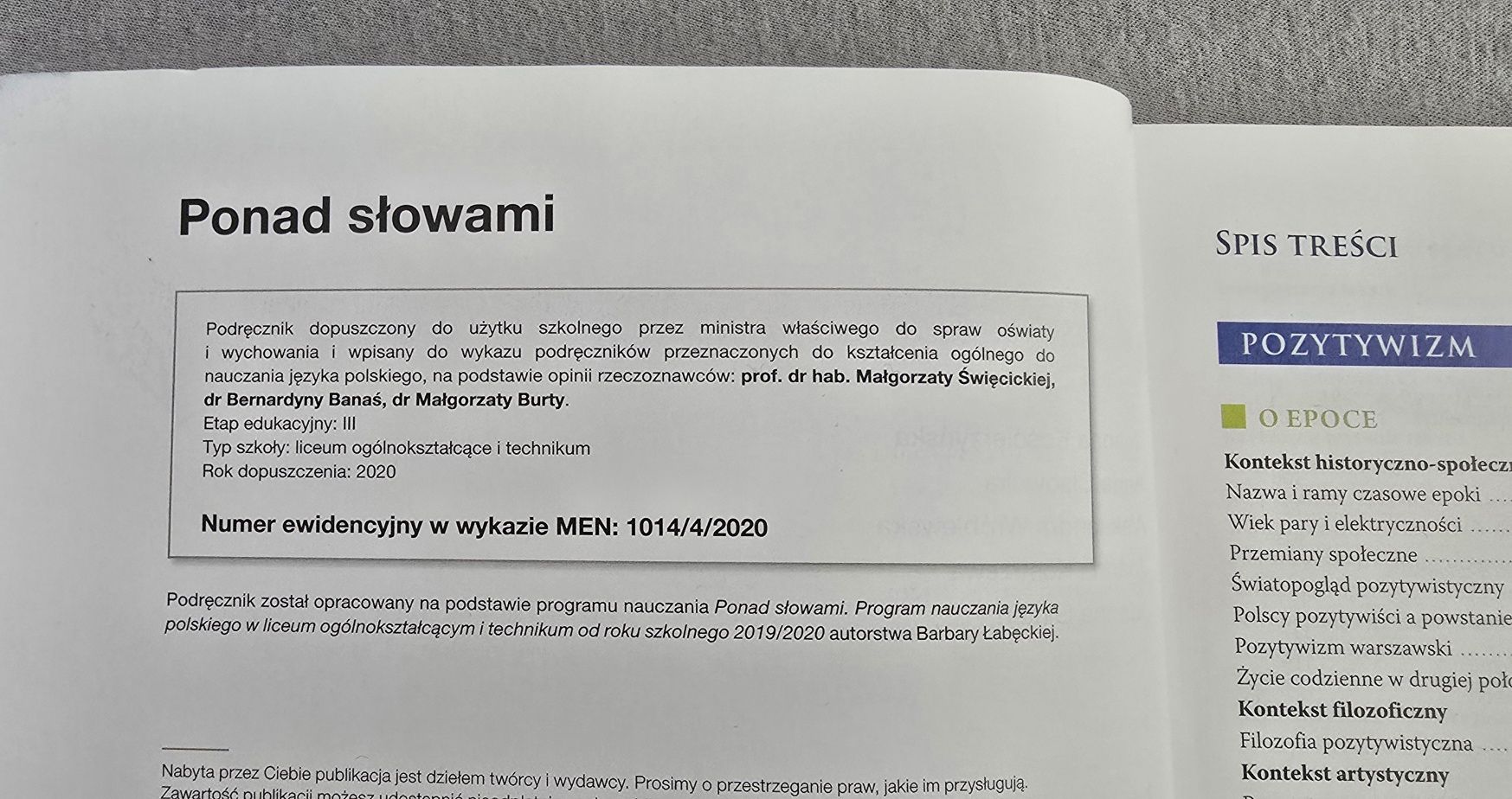 Ponad słowami cz 1 i cz 2 zakres podstawowy i rozszerzony