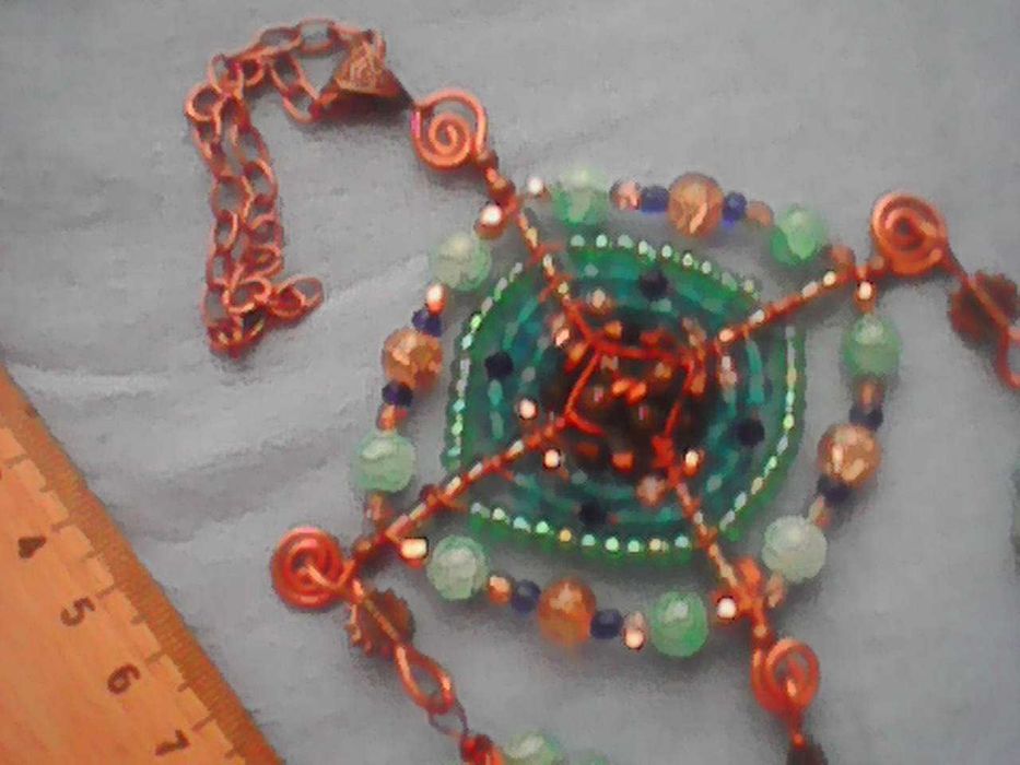 Zawieszka Ozdobna Gwiazdka Miedż+Szkło Niebieskie 15cm x 11cm