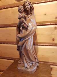 Rzeźba z drewna, sakralna, duża, Matka Boża z Dzieciątkiem