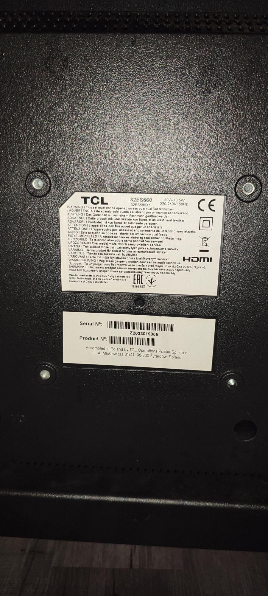 TV Led  TCL para Peças