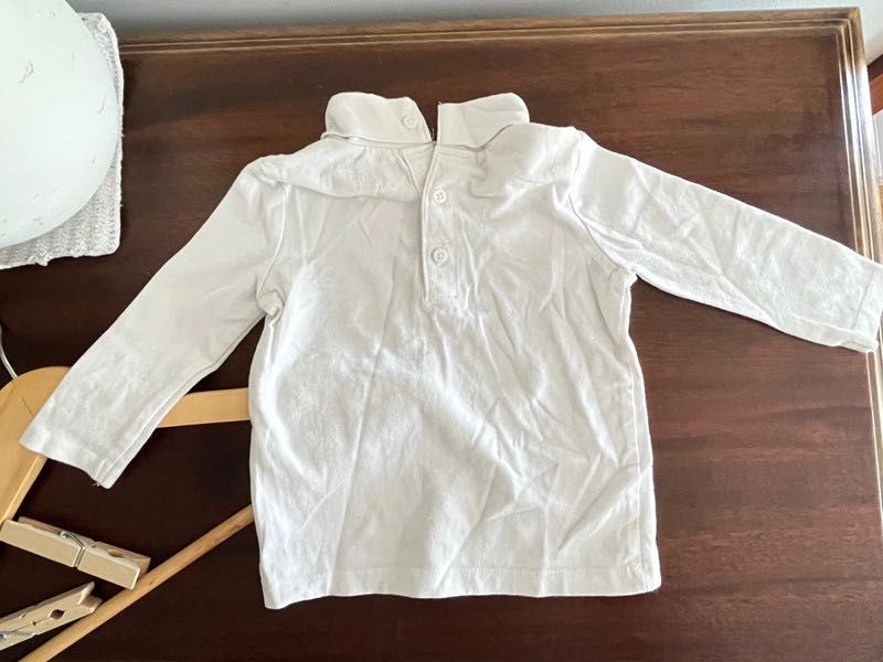 Camisola de Algodão com gola  Branca 74cm